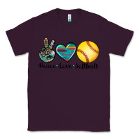 Plum peace love softball Classic Tee - Artiststas