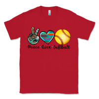 Red peace love softball Classic Tee - Artiststas