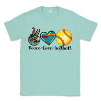 Seafoam peace love softball Classic Tee - Artiststas