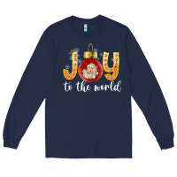 Navy Joy To The World Long Sleeve Tee - CowhideDigitalArt