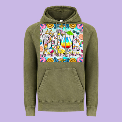 The Pool Is My Happy Place Vintage Hoodie Designed By Cowhidedigitalart