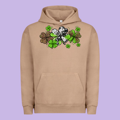 Western Cowhide Leopard Glitter Shamrocks Urban Hoodie Designed By Jasminsmagicworld