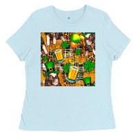 St. Patrick's Day Pig With Beer And Shamrock Ladies Tee | Teevron