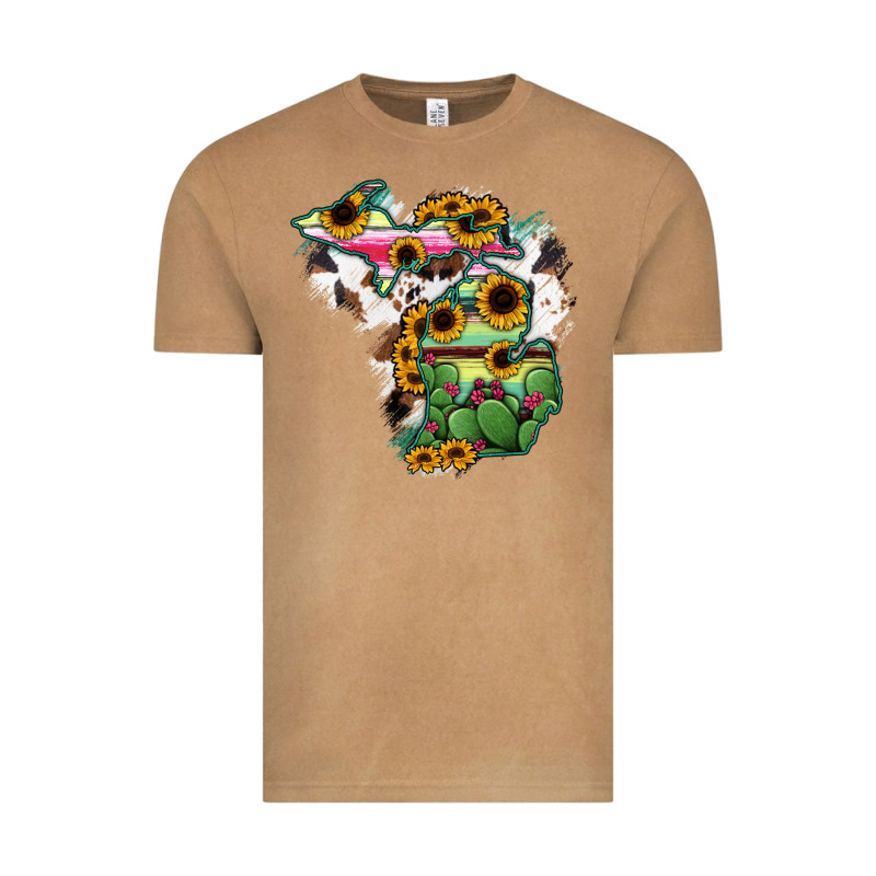 Cowhide Michigan Map Vintage Tee by RanaPortraitStore | Teevron