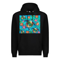 Black Turtle summer seashells starfish seaweed Premium Hoodie - Artiststas