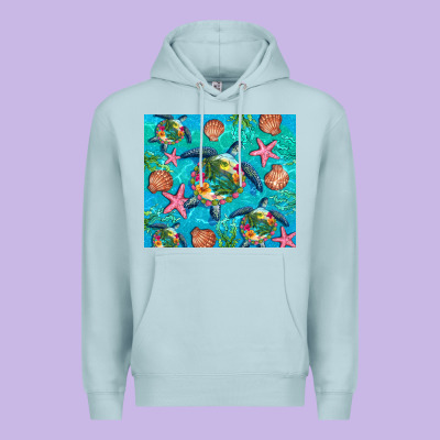 Turtle Summer Seashells Starfish Seaweed Premium Hoodie Designed By Artiststas