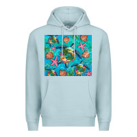 Blue Mist Turtle summer seashells starfish seaweed Premium Hoodie - Artiststas