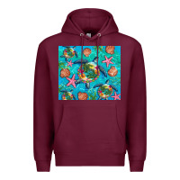 Burgundy Turtle summer seashells starfish seaweed Premium Hoodie - Artiststas
