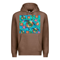 Chestnut Turtle summer seashells starfish seaweed Premium Hoodie - Artiststas