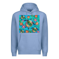 Colony Blue Turtle summer seashells starfish seaweed Premium Hoodie - Artiststas