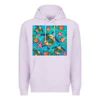 Lilac Turtle summer seashells starfish seaweed Premium Hoodie - Artiststas