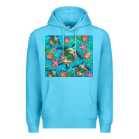 Ocean Blue Turtle summer seashells starfish seaweed Premium Hoodie - Artiststas