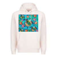 Pale Pink Turtle summer seashells starfish seaweed Premium Hoodie - Artiststas