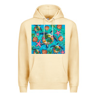 Pina Colada Turtle summer seashells starfish seaweed Premium Hoodie - Artiststas