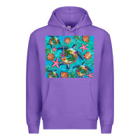 Purple Turtle summer seashells starfish seaweed Premium Hoodie - Artiststas