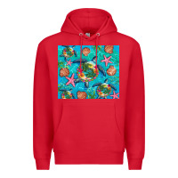 Red Turtle summer seashells starfish seaweed Premium Hoodie - Artiststas