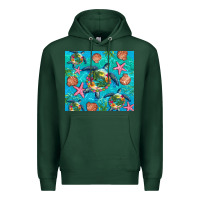 Sports Green Turtle summer seashells starfish seaweed Premium Hoodie - Artiststas