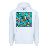White Turtle summer seashells starfish seaweed Premium Hoodie - Artiststas