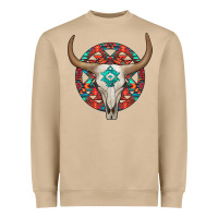 Mushroom turquoise aztec bullskull Heavyweight Sweatshirt - JahusDesignShop