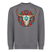 Storm turquoise aztec bullskull Heavyweight Sweatshirt - JahusDesignShop