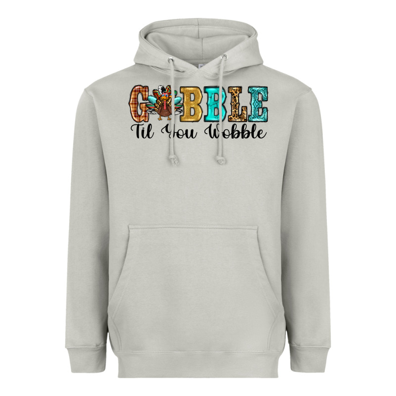 Gobble Til You Wobble Thanksgiving Turkey Heavyweight Hoodie by RanaPortraitStore | Teevron