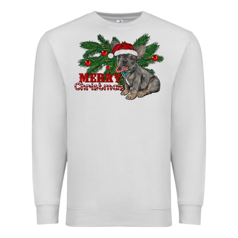 Merry Christmas French Bulldog Premium Sweatshirt by RanaPortraitStore | Teevron