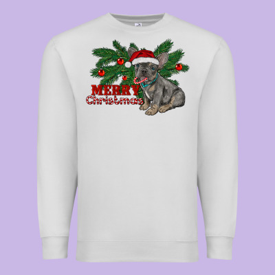 Merry Christmas French Bulldog Premium Sweatshirt Designed By Ranaportraitstore
