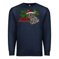 Navy merry christmas french bulldog Premium Sweatshirt - RanaPortraitStore