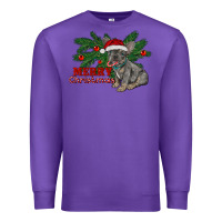 Purple merry christmas french bulldog Premium Sweatshirt - RanaPortraitStore