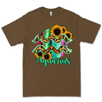 Cacao Aquarius Zodiac Sign Sunflower Leopard Serape Premium Tee - RanaPortraitStore