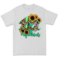 Dove Grey Aquarius Zodiac Sign Sunflower Leopard Serape Premium Tee - RanaPortraitStore