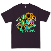 Plum Aquarius Zodiac Sign Sunflower Leopard Serape Premium Tee - RanaPortraitStore