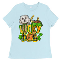 Baby Blue lucky dog St. Patrick's Ladies Tee - FaDigitalArtStudio