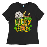 Black lucky dog St. Patrick's Ladies Tee - FaDigitalArtStudio