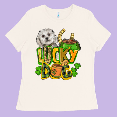 Lucky Dog St. Patrick's Ladies Tee Designed By Fadigitalartstudio