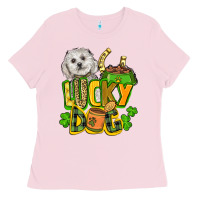 Bubblegum Pink lucky dog St. Patrick's Ladies Tee - FaDigitalArtStudio