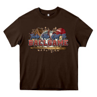Chocolate Brown Take me out to ball game baseball Heavy Core Tee - HowdyJamesFarm