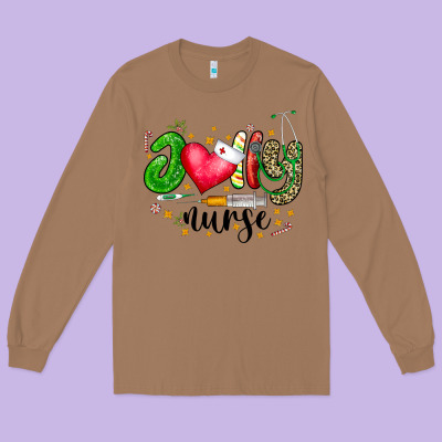 Jolly Nurse Black Long Sleeve Tee Designed By Cowhidedigitalart