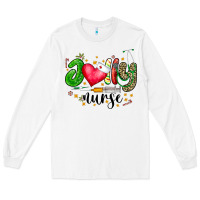 White Jolly Nurse Black Long Sleeve Tee - CowhideDigitalArt