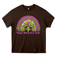 Chocolate Brown happy mardi gras y'all rainbow Heavy Core Tee - Jasminsmagicworld