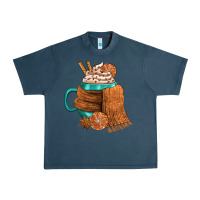 Midnight Navy Winter Coffee Cup With Scarf Urban Heavy Tee - FaDigitalArtStudio