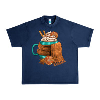 Navy Winter Coffee Cup With Scarf Urban Heavy Tee - FaDigitalArtStudio