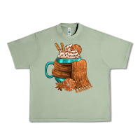 Oil Green Winter Coffee Cup With Scarf Urban Heavy Tee - FaDigitalArtStudio
