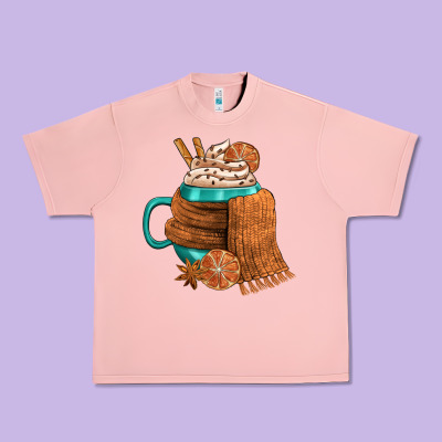 Winter Coffee Cup With Scarf Urban Heavy Tee Designed By Fadigitalartstudio
