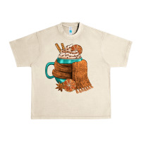 Sandshell Winter Coffee Cup With Scarf Urban Heavy Tee - FaDigitalArtStudio