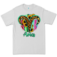 Dove Grey Aries Zodiac Sign Sunflower Leopard Serape Premium Tee - RanaPortraitStore
