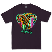 Plum Aries Zodiac Sign Sunflower Leopard Serape Premium Tee - RanaPortraitStore