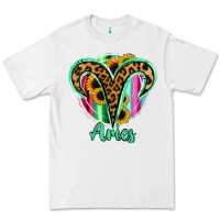 White Aries Zodiac Sign Sunflower Leopard Serape Premium Tee - RanaPortraitStore