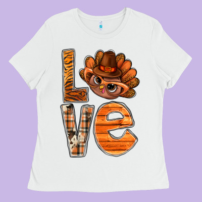 Thanksgiving With Turkey Love Bbs Ladies Tee Designed By Bundleandbundleshop