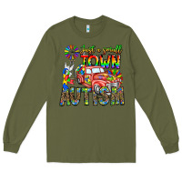 Army Green Just a Girl Small Town Autism Long Sleeve Tee - CowhideDigitalArt